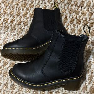 Dr. Martens Black Chelsea Boots with Yellow Accents